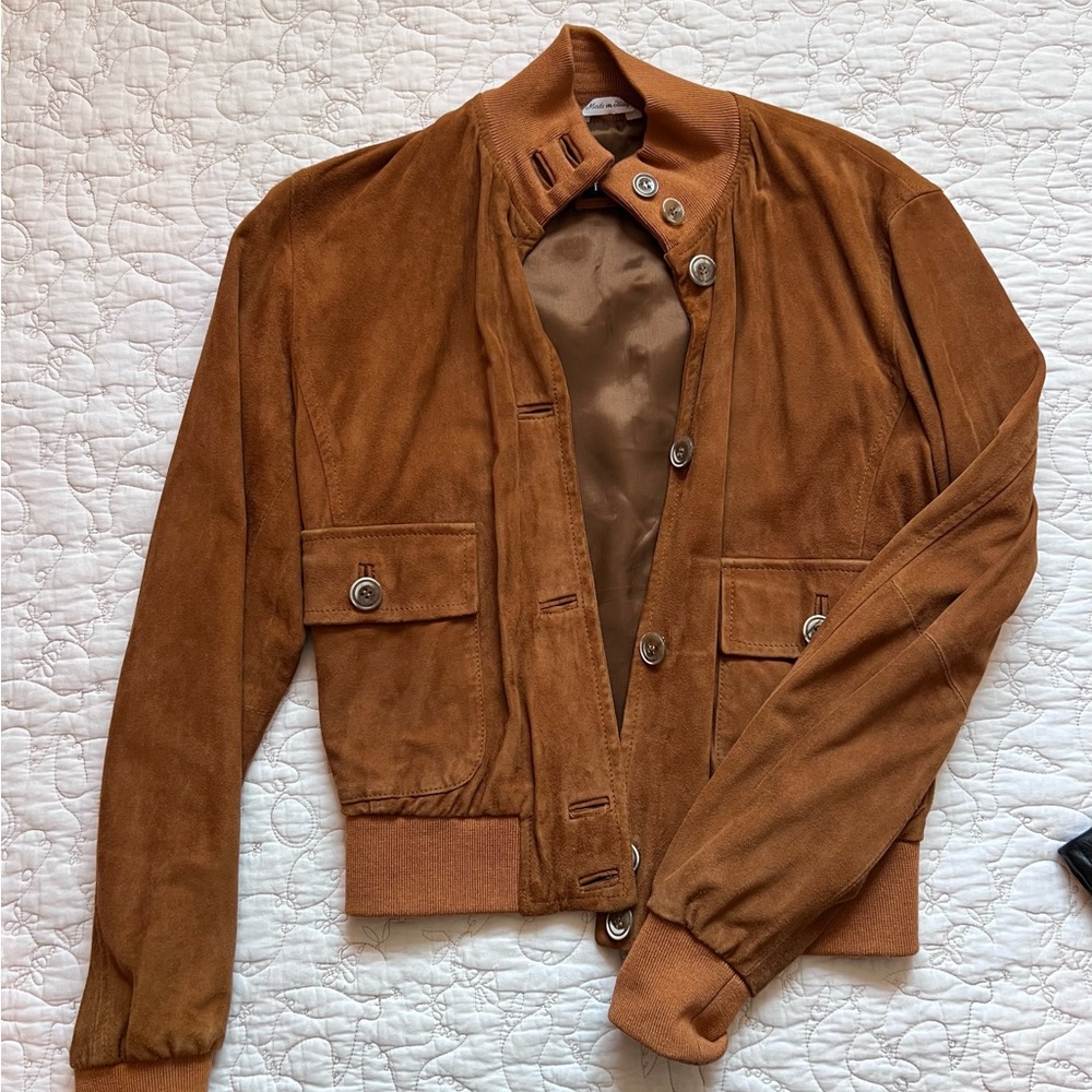 Forzieri Brown Suede Bomber Jacket